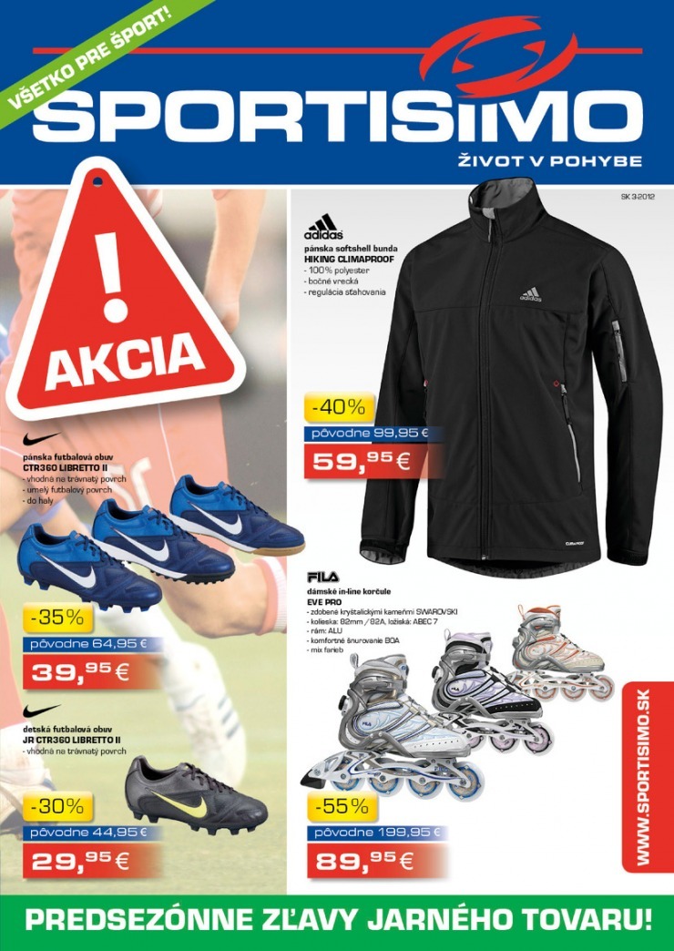 leták Sportisimo leták - Predsezónne zľavy strana 1 leták Sportisimo leták - Predsezónne zľavy strana 1
