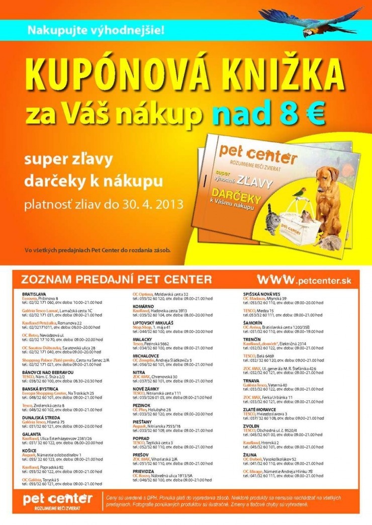 leták Pet Center - zľava strana 8 leták Pet Center - zľava strana 8