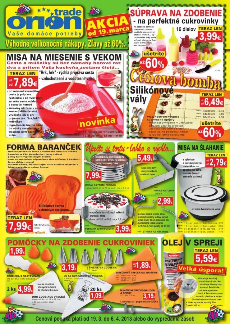 leták Oriontrade - Veľkonočné pečenie strana 1 leták Oriontrade - Veľkonočné pečenie strana 1