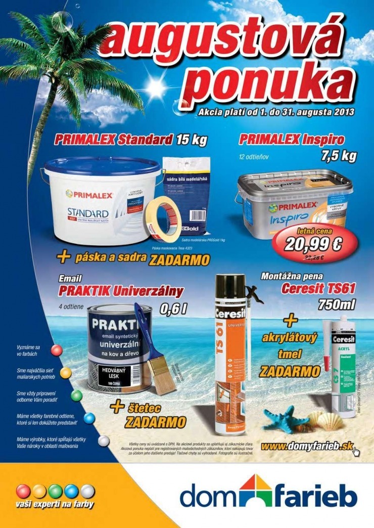 leták Dom farieb augusrová ponuka strana 1 leták Dom farieb augusrová ponuka strana 1