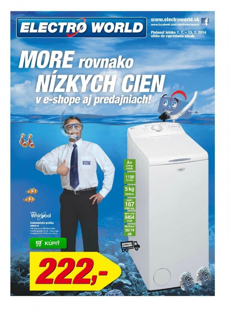 leták Electro World leták - more rovnako nízkych cien strana 1 leták Electro World leták - more rovnako nízkych cien strana 1