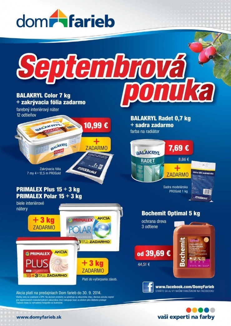 leták leták Dom farieb - septembrová ponuka strana 1 leták leták Dom farieb - septembrová ponuka strana 1