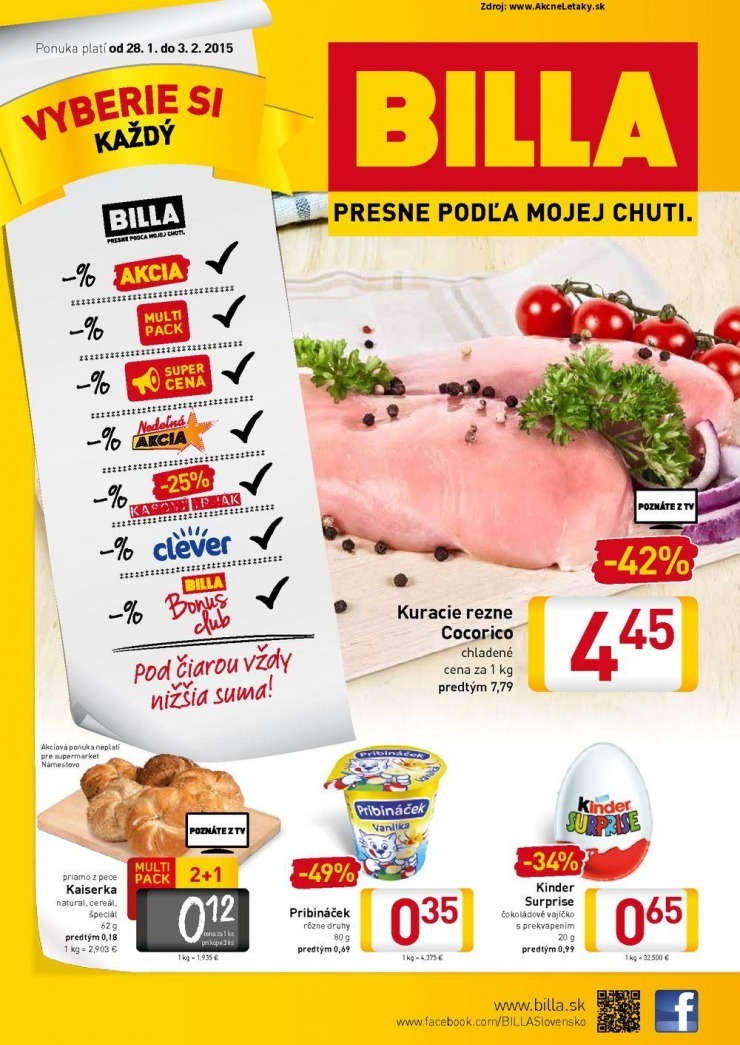 leták akčný Billa leták strana 1 leták akčný Billa leták strana 1