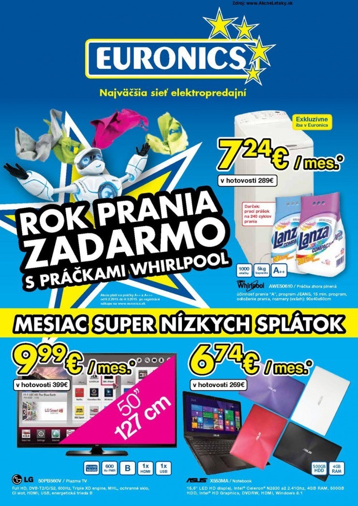 leták Euronics leták - rok prania zadarmo strana 1 leták Euronics leták - rok prania zadarmo strana 1